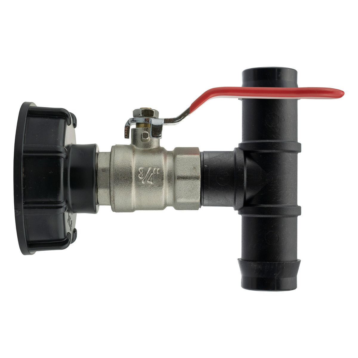IBC S60X6 Cap & Brass Lever Valve – 25mm Irrigation Tee; supplied product shown.