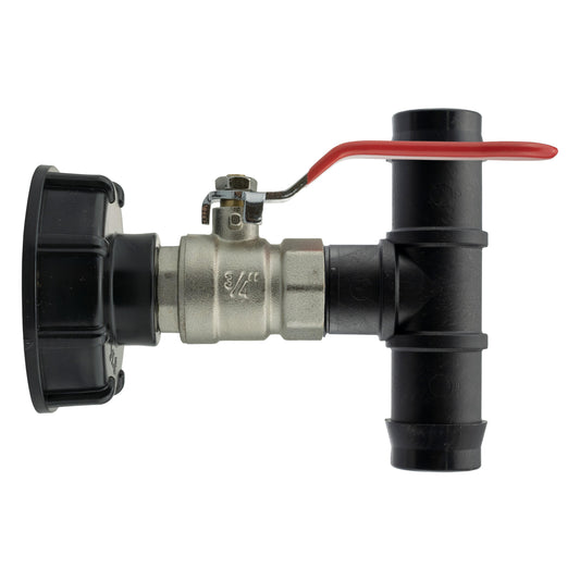 IBC S60X6 Cap & Brass Lever Valve – 25mm Irrigation Tee; supplied product shown.