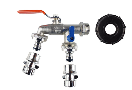 S60x6 IBC Double-Tap Kit with Two Zinc Hose Sockets