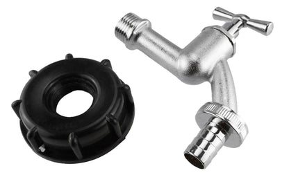 IBC S60X6 Cap & ½″ Nickel-Plated Bib Tap – Hose Barb
