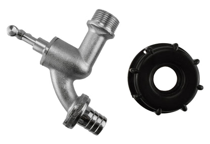 IBC S60X6 Cap & ¾″ Nickel-Plated Bib Tap – Hose Barb