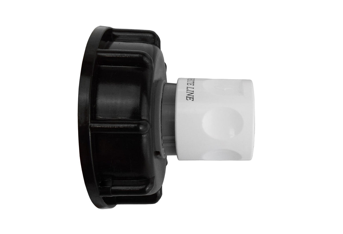IBC S60X6 Cap & Grey/White Female Quick Socket; supplied fittings shown.