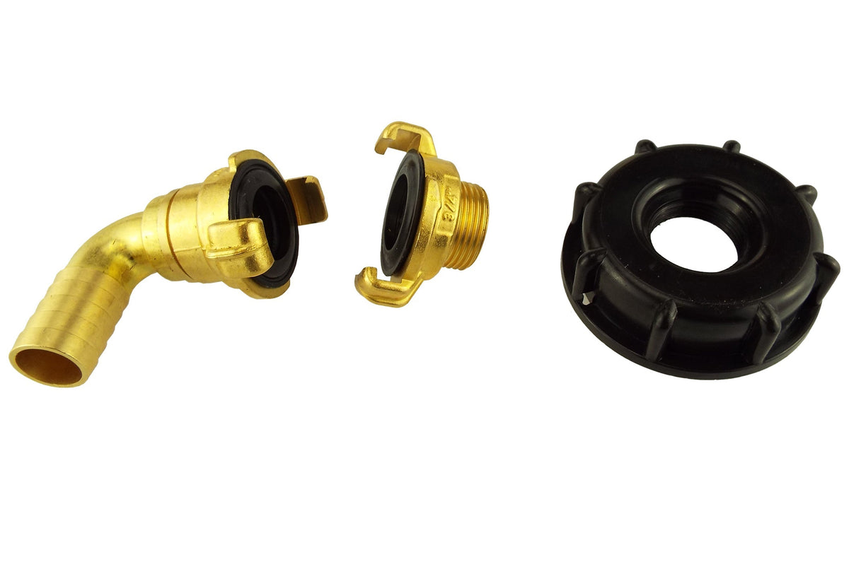 IBC S60X6 Cap & Brass Claw Fittings – 19mm Swivel Elbow