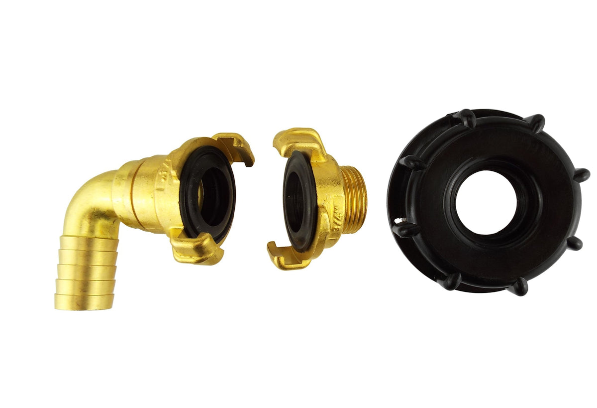 IBC S60X6 Cap & Brass Claw Fittings – 19mm Swivel Elbow