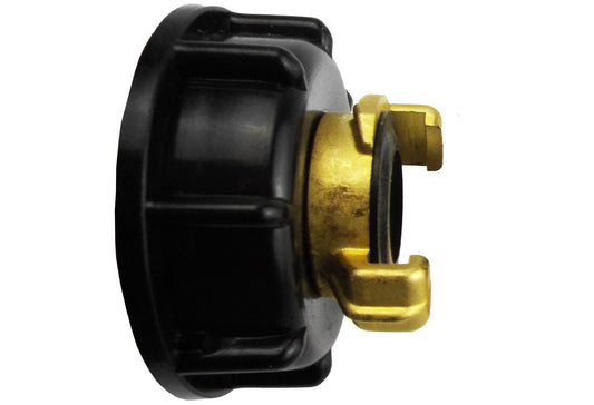 IBC S60X6 Cap with ¾″ BSP Brass Geka-Type Claw Fitting; supplied fittings shown.