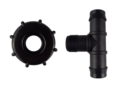 IBC S60X6 Cap with 25mm Barbed Irrigation Tee; supplied product shown.