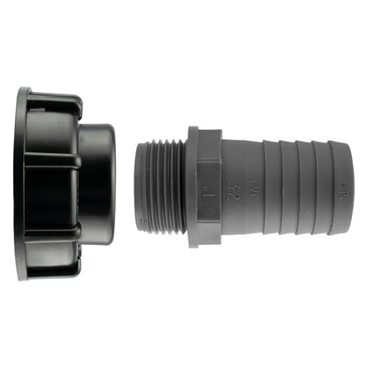 IBC S60X6 Cap with 32mm Straight Hose Tail; supplied product shown.