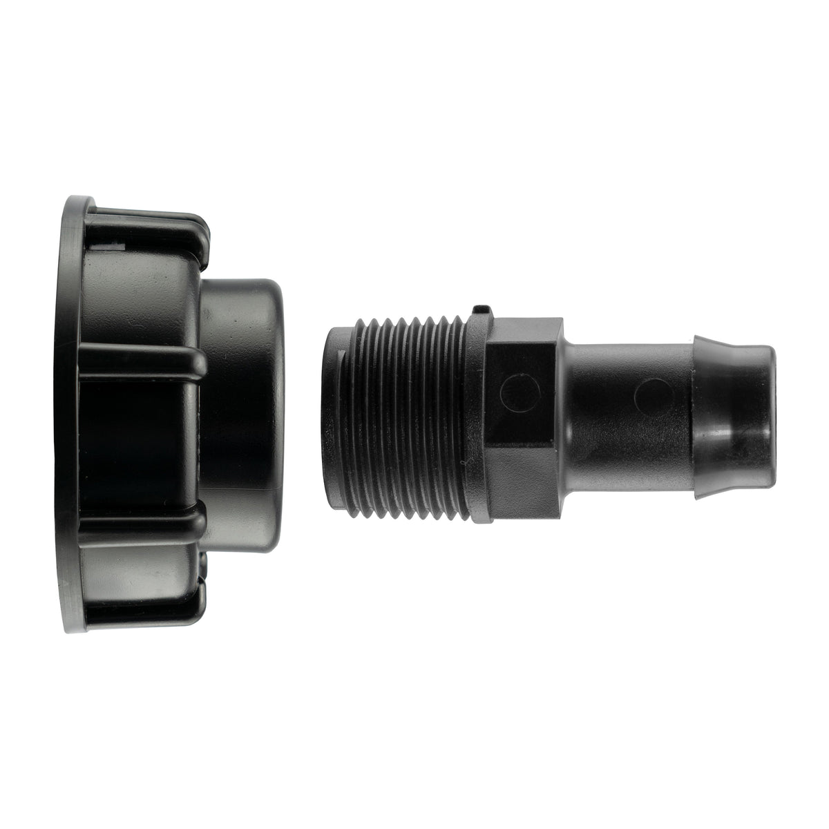 IBC S60X6 Cap with 19mm Irrigation Hose Barb; supplied product shown.