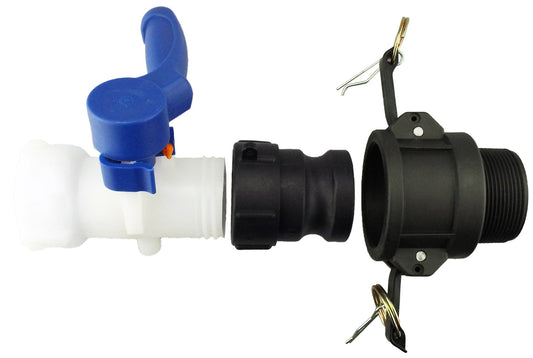 IBC S60X6 Valve Kit – 1½″ BSP Male Outlet; supplied fittings shown.