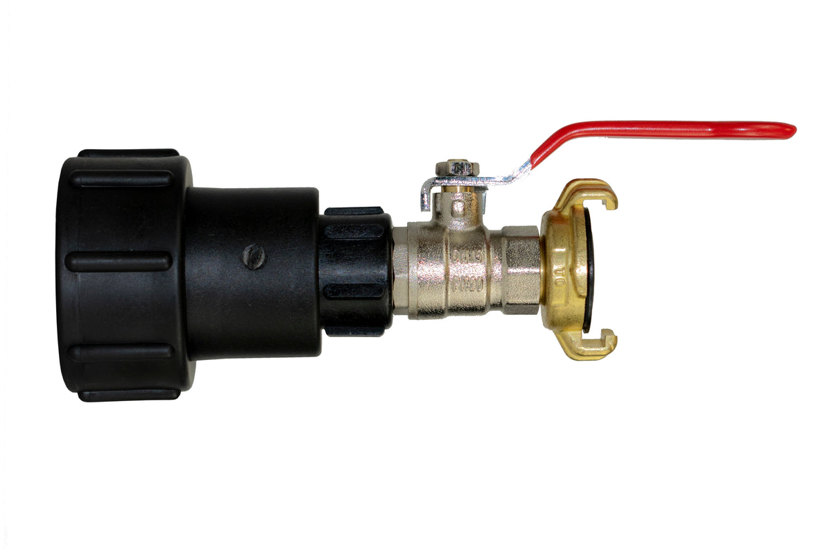 IBC S60X6 Extended Adapter & Lever Valve – Brass Claw Outlet; supplied fittings shown.