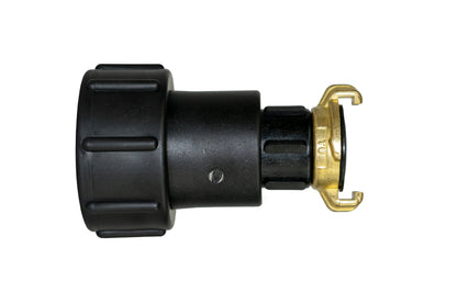 IBC S60X6 Extended Adapter with Brass Geka-Type Claw; supplied fittings shown.