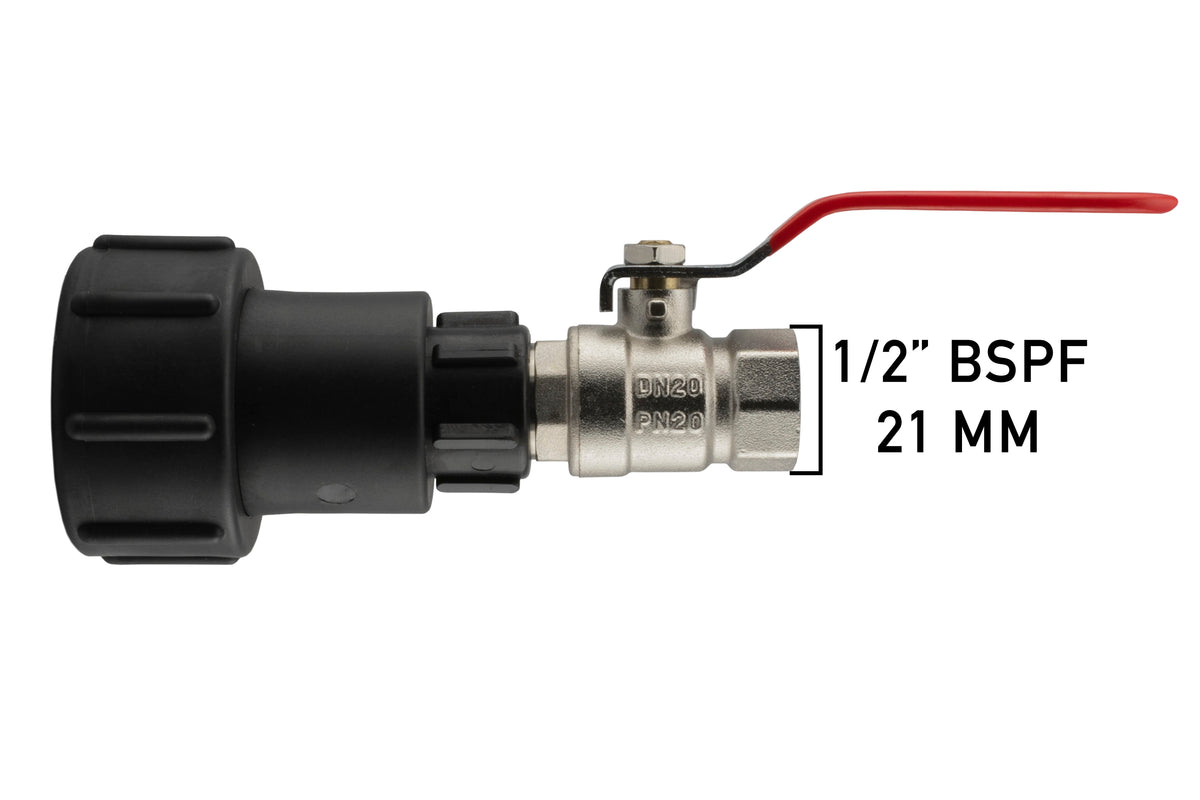 IBC S60X6 Extended Adapter & Lever Valve – ½″ BSP Female Outlet