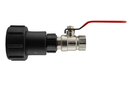 IBC S60X6 Extended Adapter & Lever Valve – ½″ BSP Female Outlet; supplied fittings shown.
