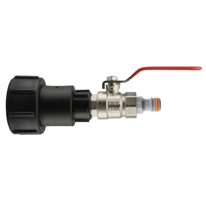 IBC S60X6 Extended Adapter & Lever Valve – Quick Outlet; supplied fittings shown.