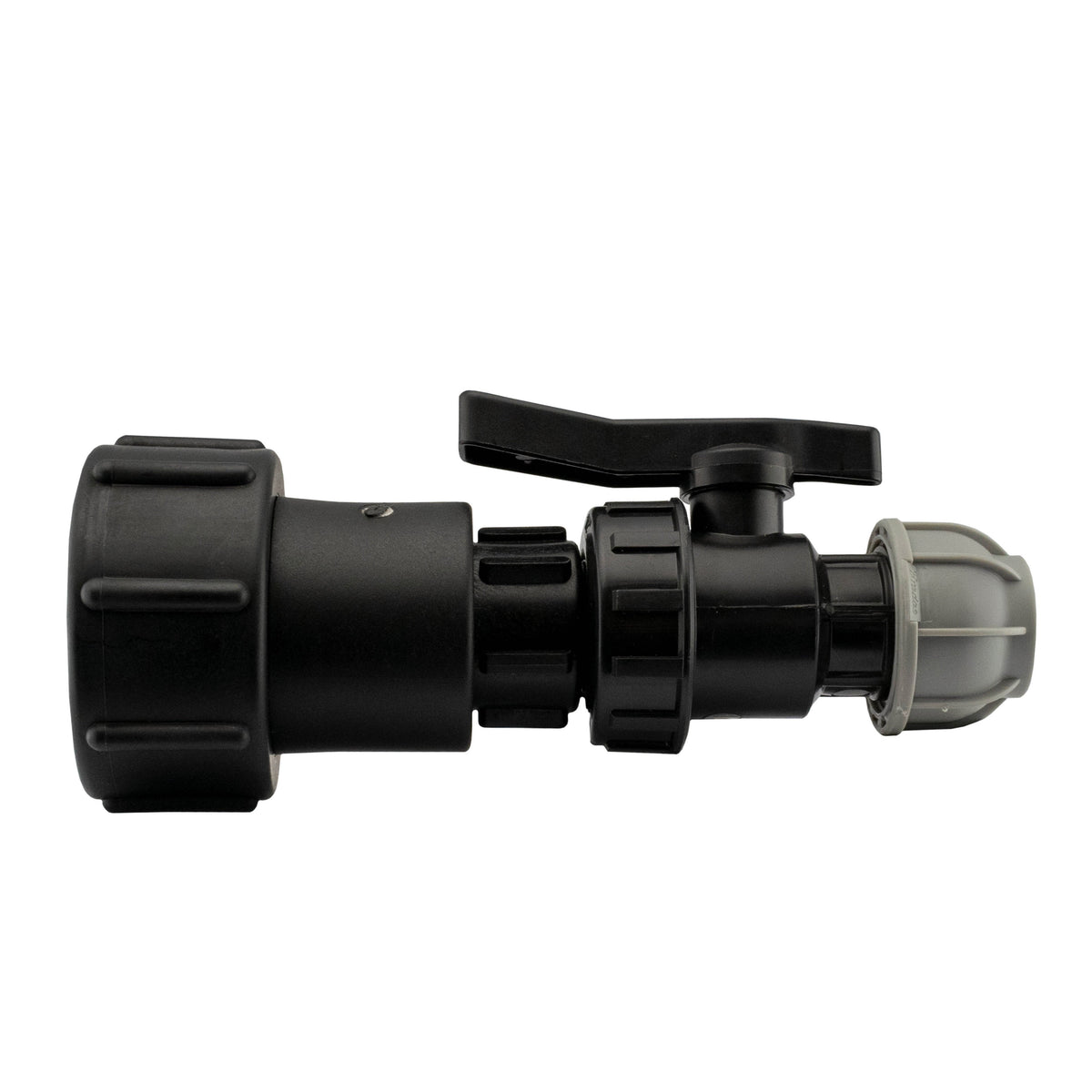 IBC S60X6 Extended Adapter & 25mm MDPE Valve; supplied fittings shown.