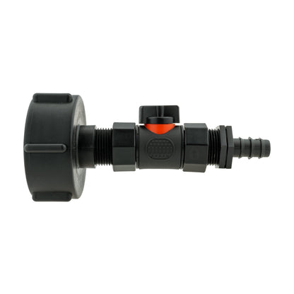 IBC S60X6 Adapter & Inline Valve – 16mm Irrigation Barb