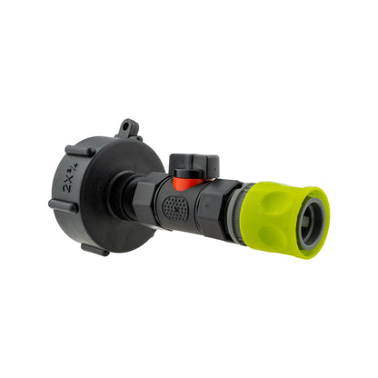IBC S60X6 Adapter & Inline Valve – Lime Quick Socket; supplied fittings shown.