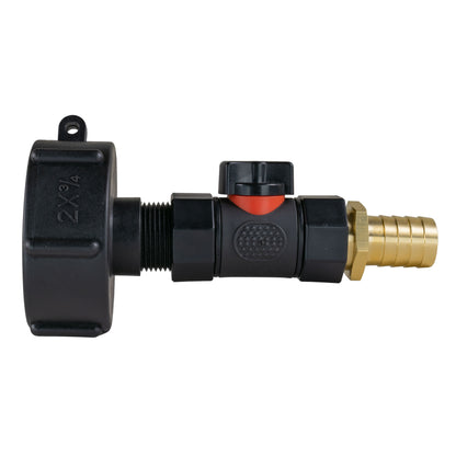 IBC S60X6 Adapter & Inline Valve – 19mm Brass Barb