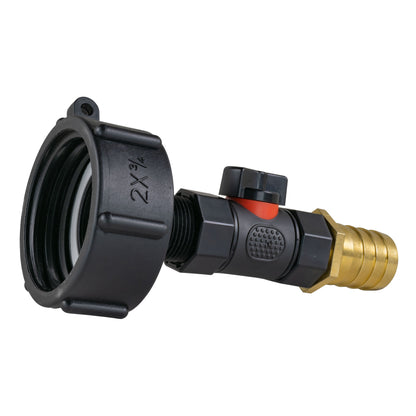 IBC S60X6 Adapter & Inline Valve – 25mm Brass Barb