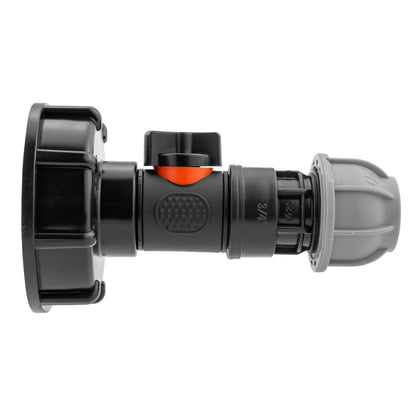 IBC 2" S60X6 Cap with In-Line Valve and MDPE Straight 20mm