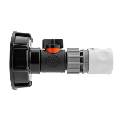 IBC S60X6 Cap & Inline Valve – Grey/White Female Quick Socket