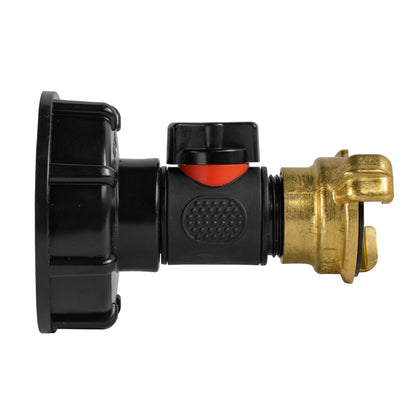 IBC 2" S60X6 Cap with In-Line Valve and Geka Type Fitting