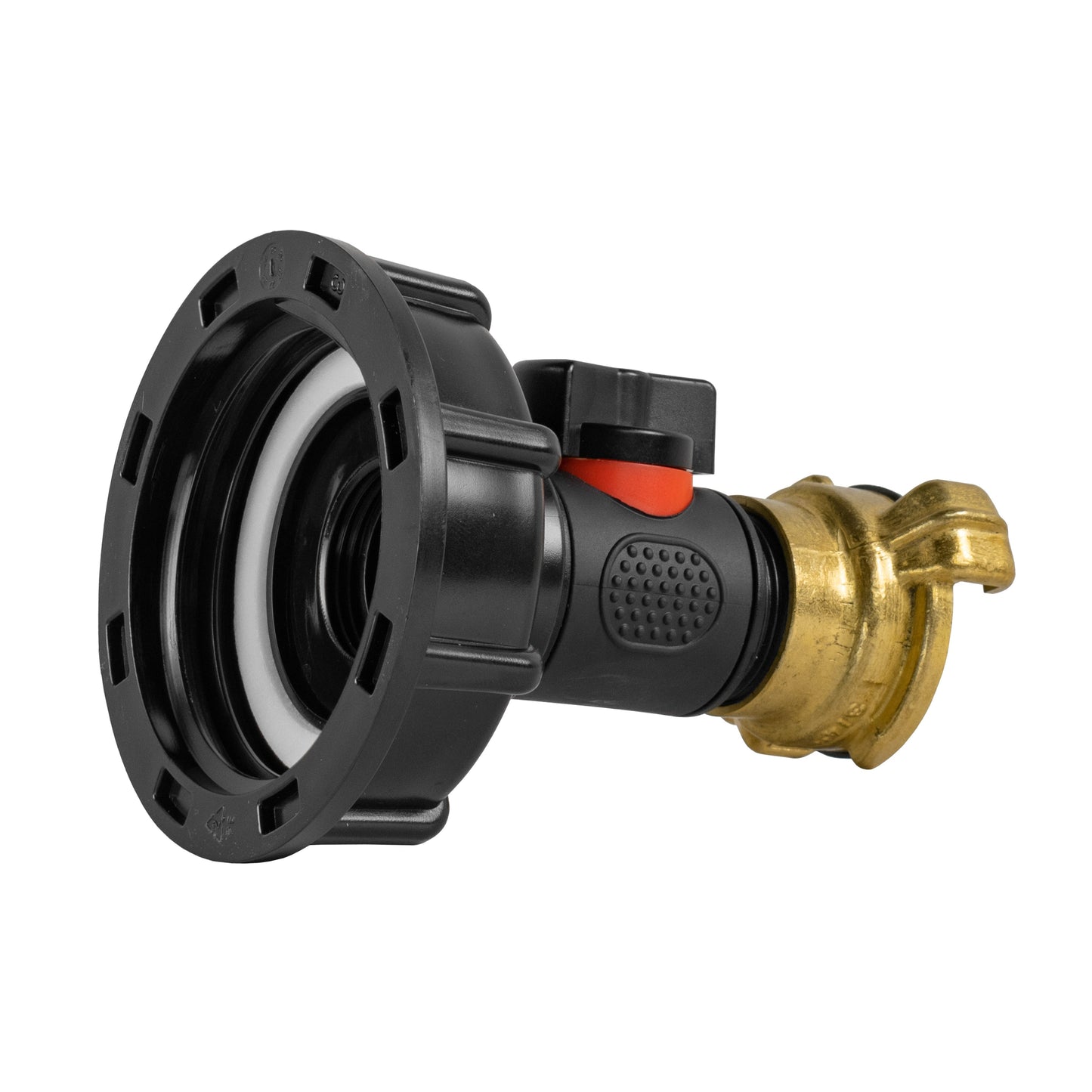 IBC 2" S60X6 Cap with In-Line Valve and Geka Type Fitting