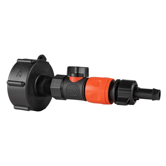 IBC S60X6 Valve Kit – 13mm Barb Quick-Coupled Outlet; supplied product shown.