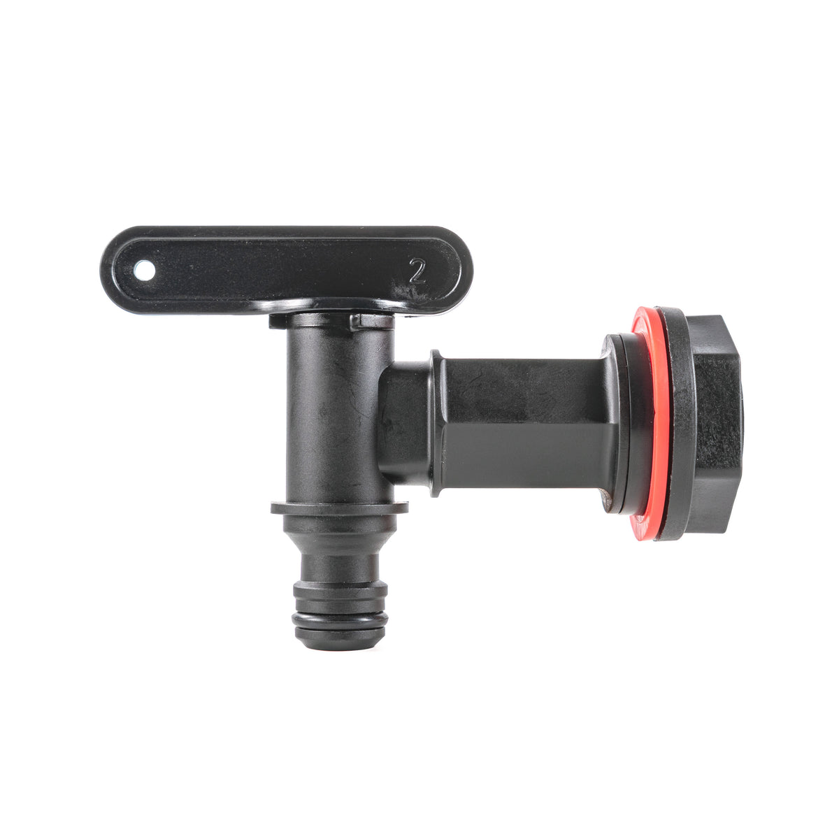 ¾″ BSP Plastic Water Butt Tap with Nut, Seal & Quick Outlet; product design shown.