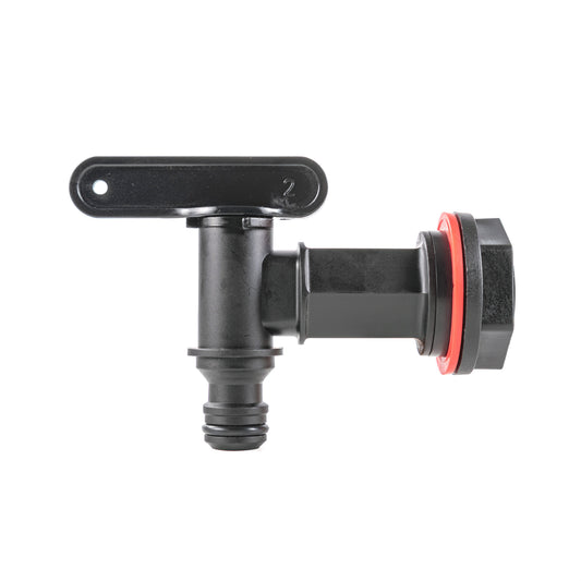 ¾″ BSP Plastic Water Butt Tap with Nut, Seal & Quick Outlet; product design shown.