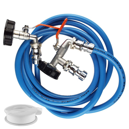 IBC S60X6 Twin-Tank Linking Kit with Taps & Blue Hose; selected hose length supplied.
