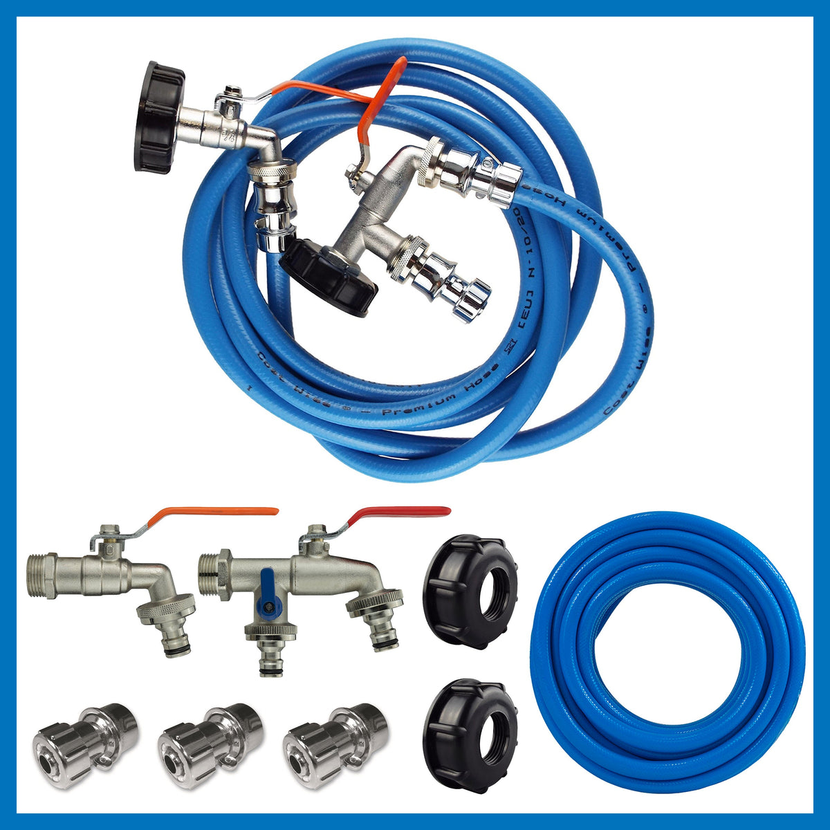 IBC S60X6 Twin-Tank Linking Kit with Taps & Blue Hose