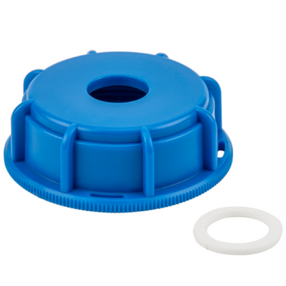 S60x6 IBC Cap & Washer – Clearance Hole for ¾″ BSP Fitting; product design shown.