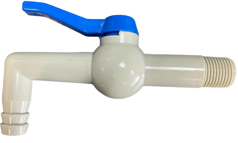 ½″ BSP Plastic Tap – 90° Outlet, 150mm Body