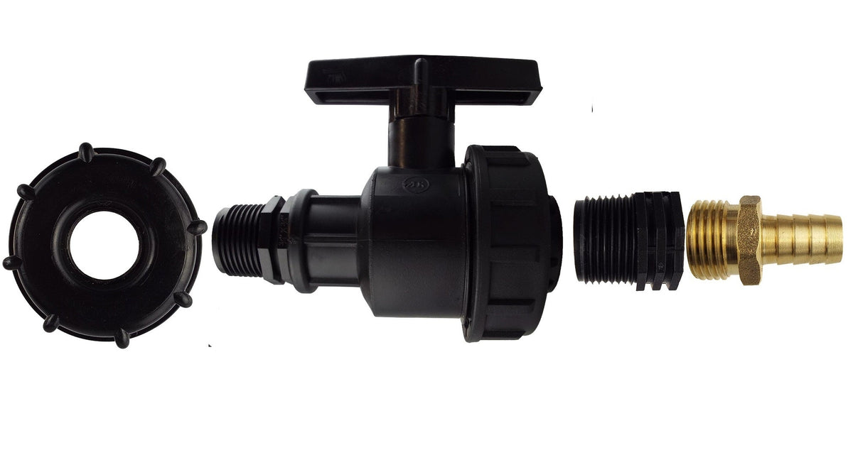 IBC S60X6 Cap & Large Valve – 13mm Brass Hose Tail