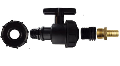 IBC S60X6 Cap & Large Valve – 13mm Brass Hose Tail