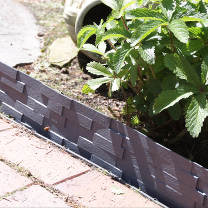 Lawn Edging, 2.38 Metres Plastic Palisade Slate Effect (Grey)