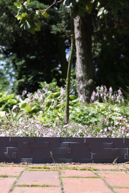 Lawn Edging, 2.38 Metres Plastic Palisade Slate Effect (Grey)