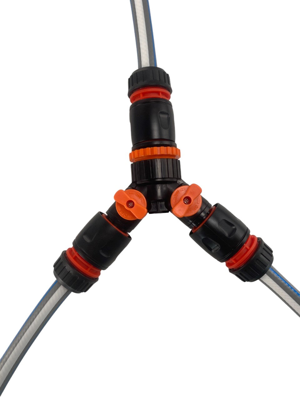 Two-Way Valved Hose Splitter Kit with Three Hose Sockets