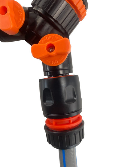 Two-Way Valved Hose Splitter Kit with Three Hose Sockets