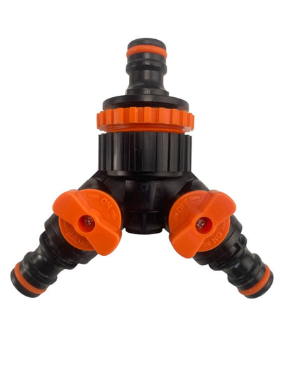 Two-Way Valved Hose Splitter Kit with Three Hose Sockets