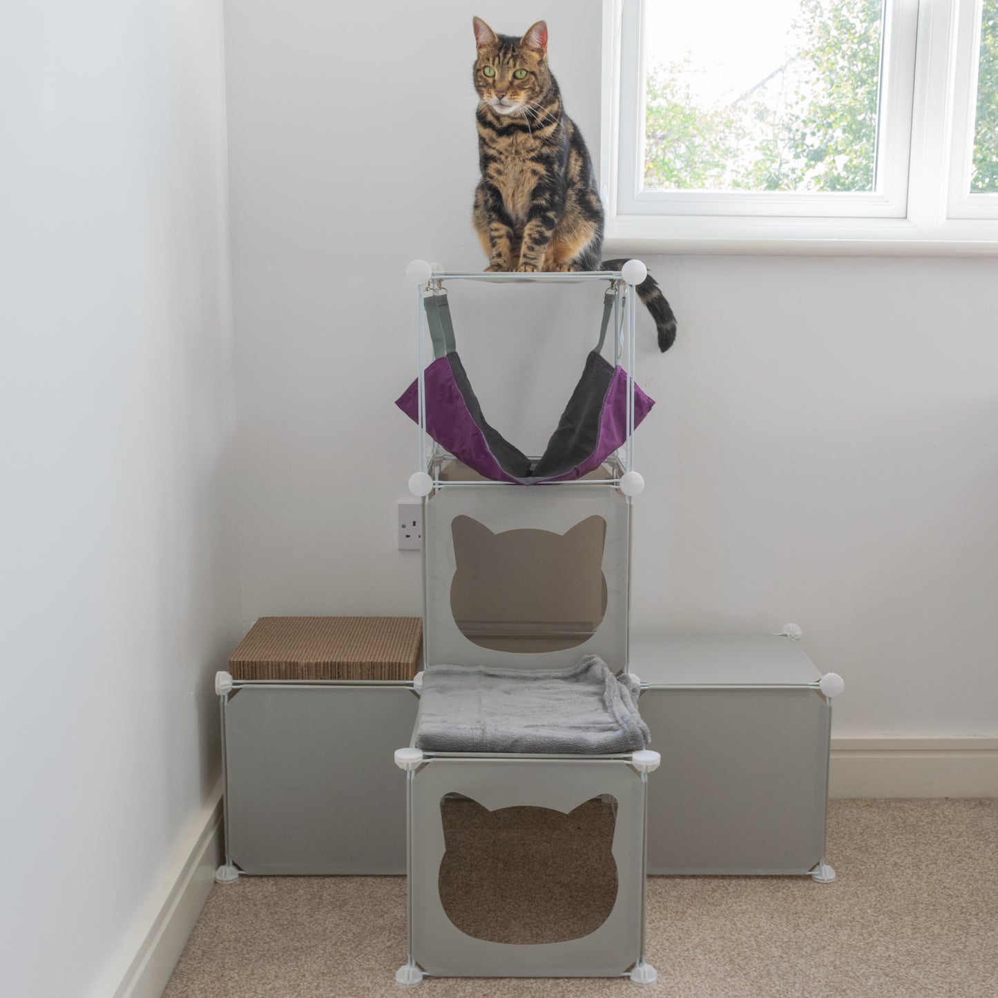 Kitty Cubby Cat Cube Play Tower (Medium Grey)