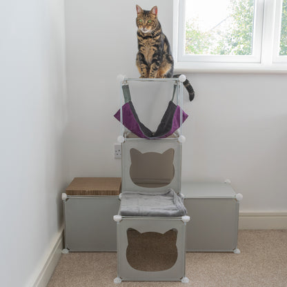 Kitty Cubby Cat Cube Play Tower (Medium Grey)