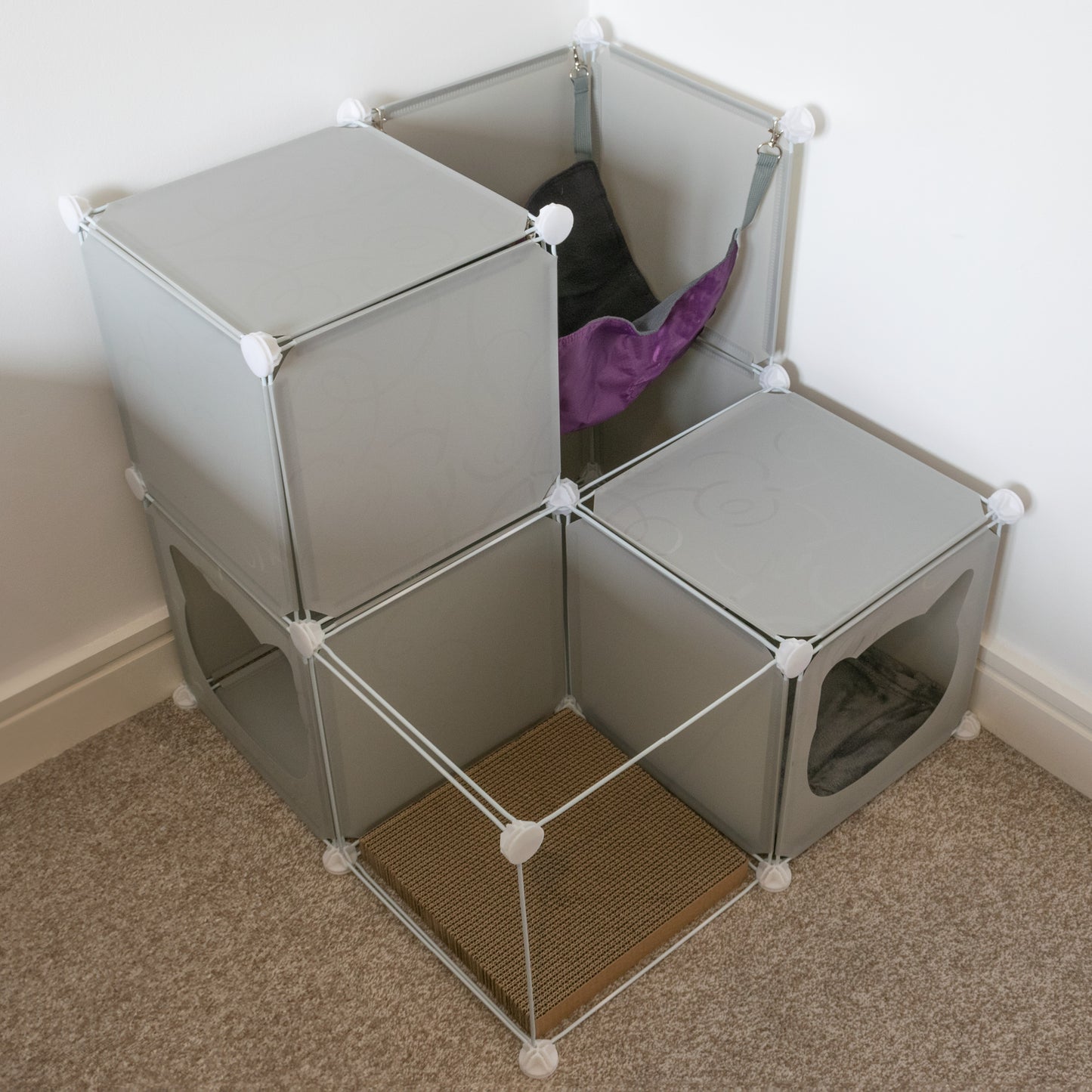 Kitty Cubby Cat Cube Play Tower (Medium Grey)
