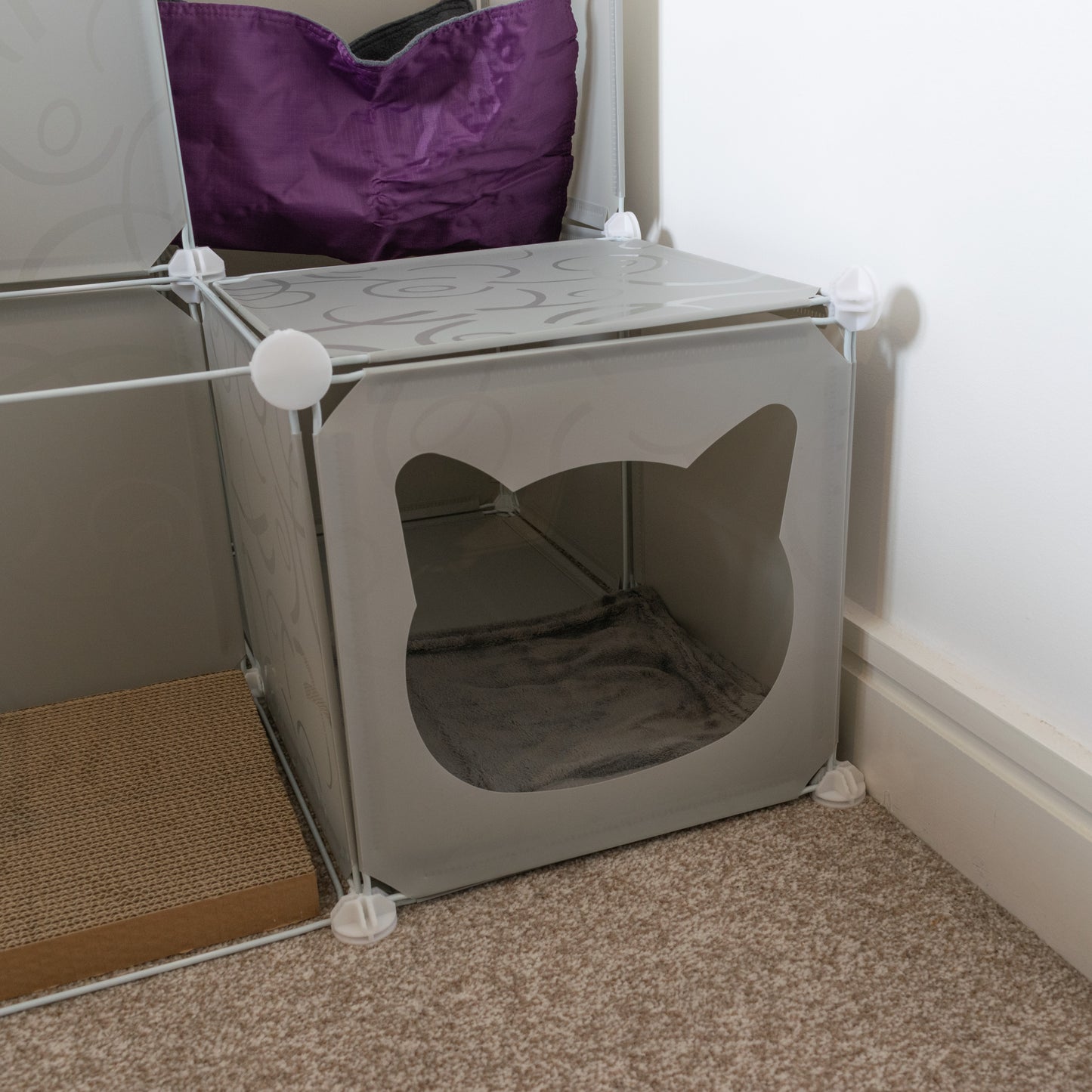 Kitty Cubby Cat Cube Play Tower (Medium Grey)