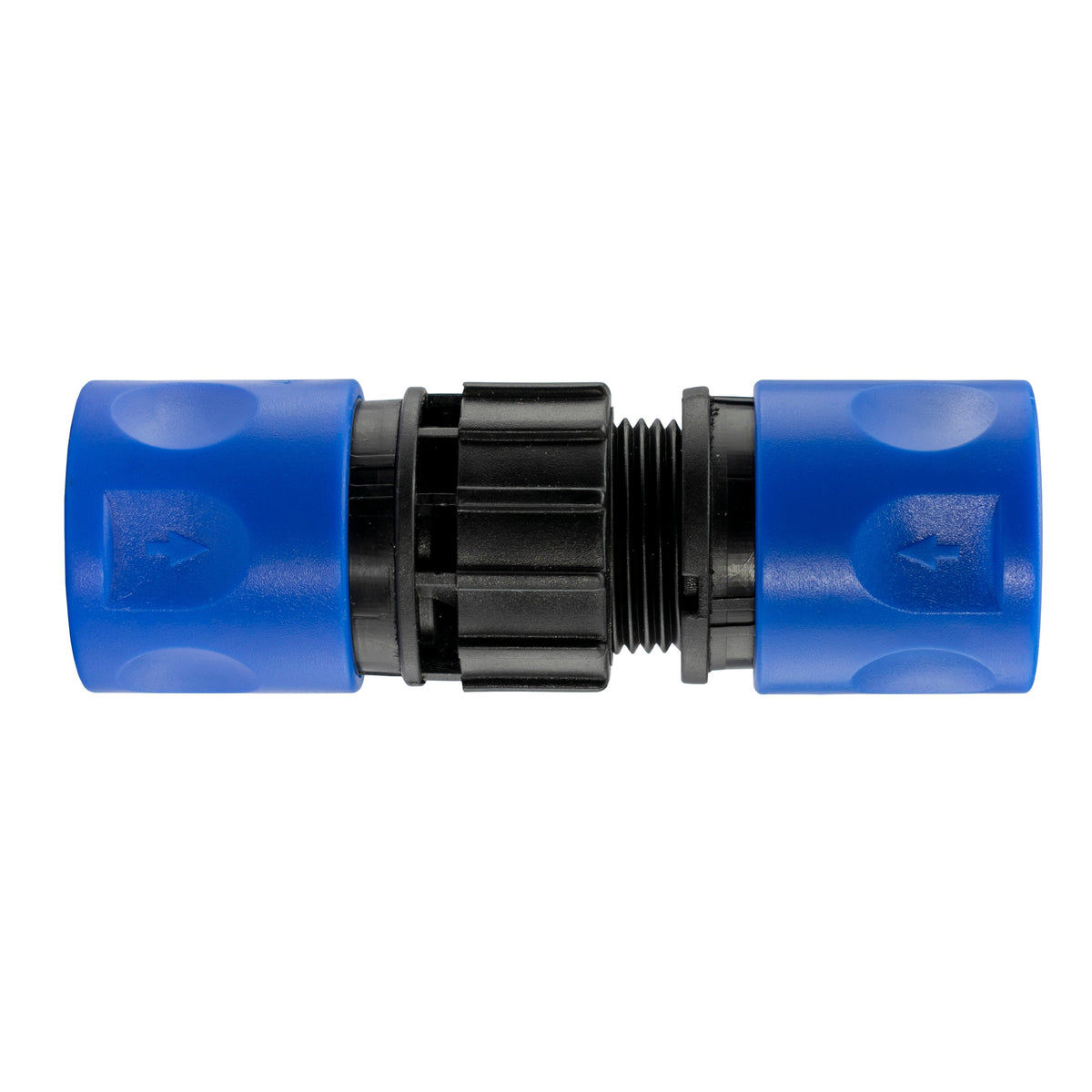 Blue female snap-on hose couplings with complementary ¾″ BSP male and female threaded ends.