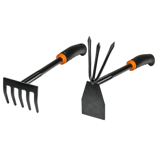 DE LUXE Five-Tooth Hand Rake & Digger-Hoe Set
