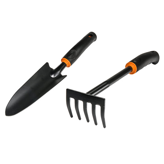 DE LUXE Five-Tooth Hand Rake & Narrow Trowel Set