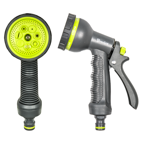 Bradas Lime 7-Pattern Hose Spray Gun with Trigger Lock