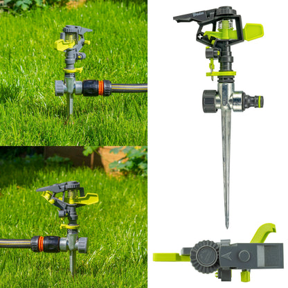 Lime Line Pulsating Lawn Sprinkler on Metal Spike
